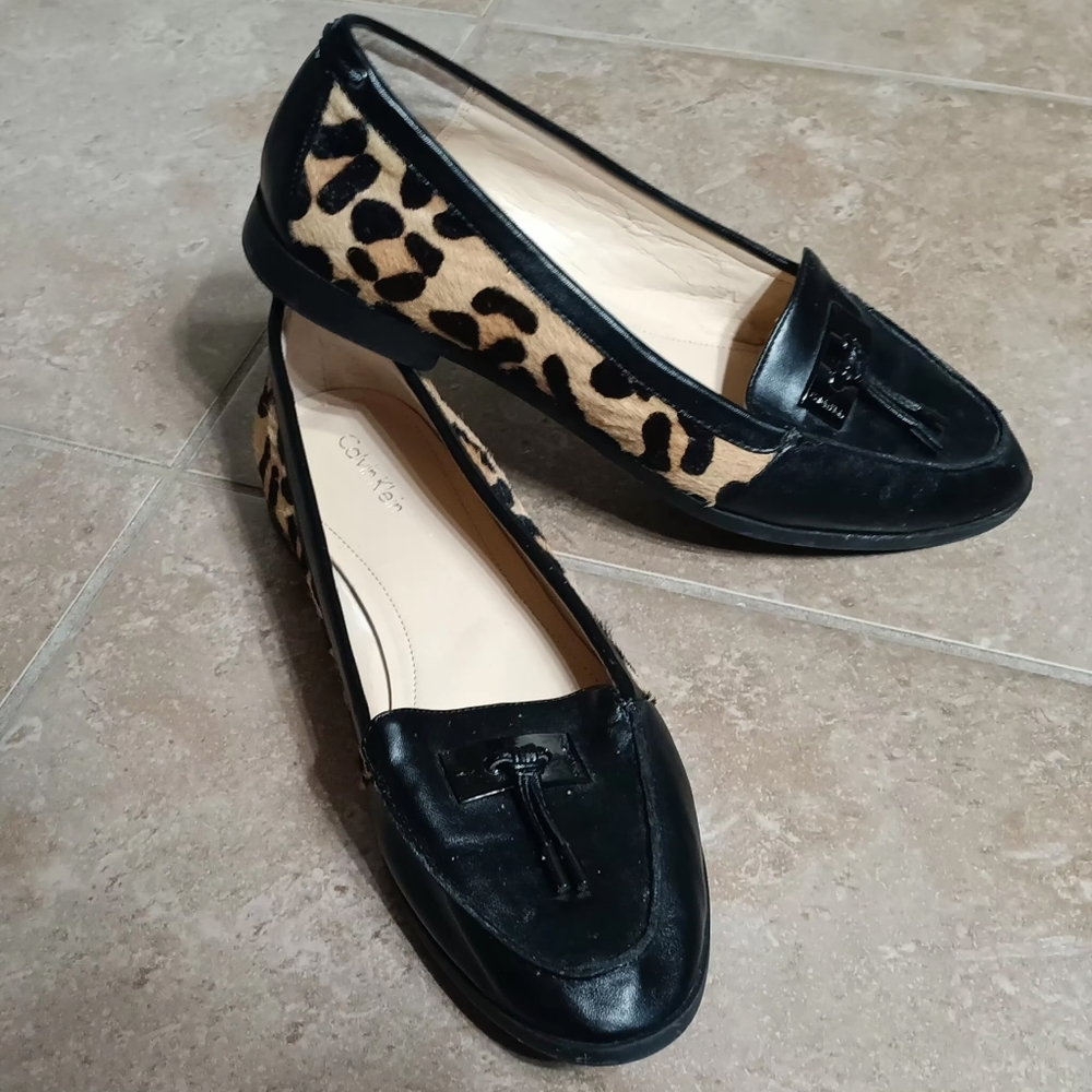 Calvin Klein Leopard Print Loafers Wo.9.5